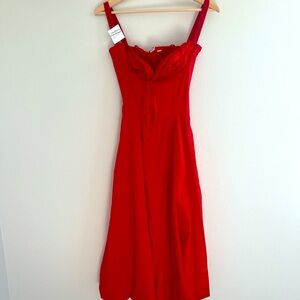 (25) HOUSE OF CB 'Carmen' Red Rose Bustier Sundress/Size XS-US 2-4